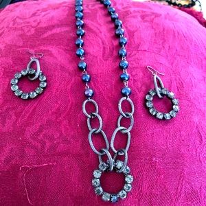 Rhinestone necklace and matching earrings